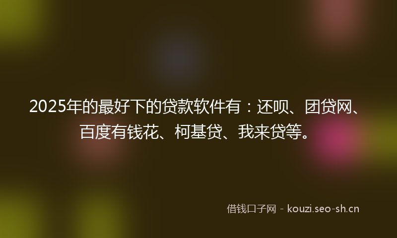 2025年的最好下的贷款软件有：还呗、团贷网、百度有钱花、柯基贷、我来贷等。