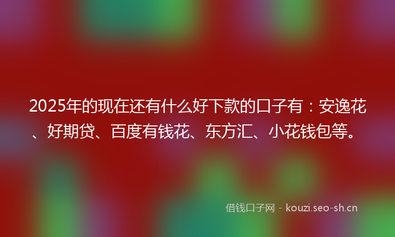2025年的现在还有什么好下款的口子有：安逸花、好期贷、百度有钱花、东方汇、小花钱包等。