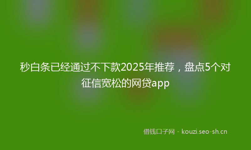 秒白条已经通过不下款2025年推荐，盘点5个对征信宽松的网贷app
