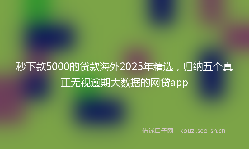秒下款5000的贷款海外2025年精选，归纳五个真正无视逾期大数据的网贷app