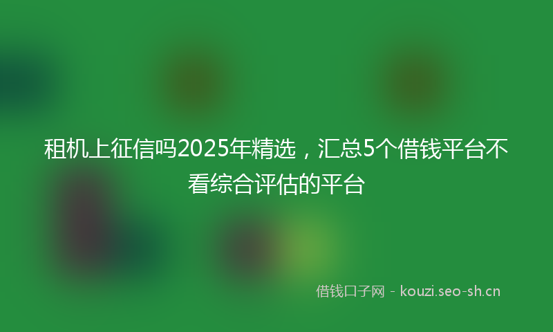 租机上征信吗2025年精选，汇总5个借钱平台不看综合评估的平台
