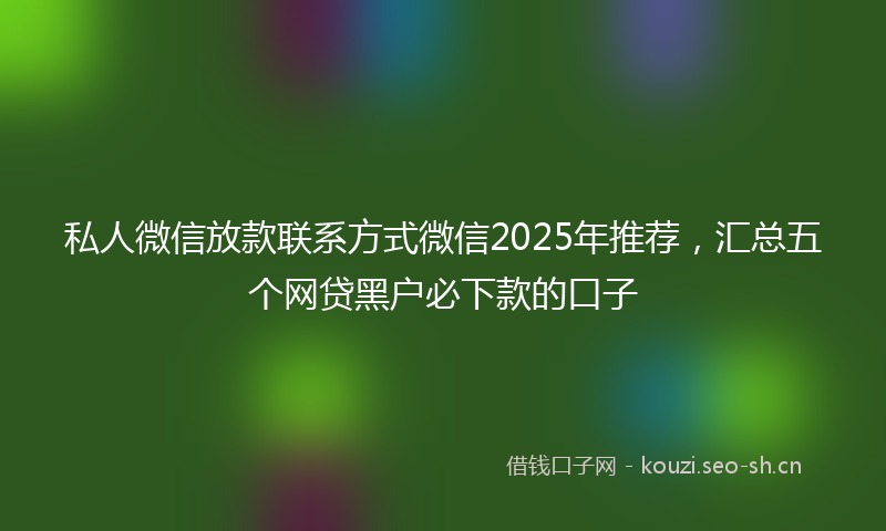 私人微信放款联系方式微信2025年推荐，汇总五个网贷黑户必下款的口子