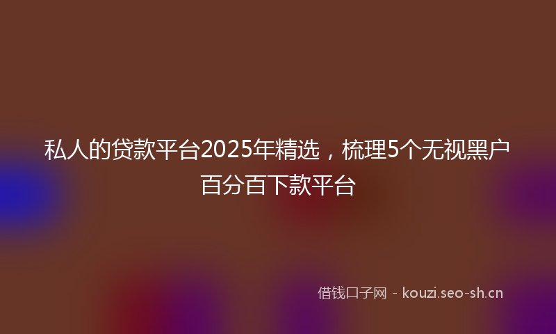 私人的贷款平台2025年精选，梳理5个无视黑户百分百下款平台