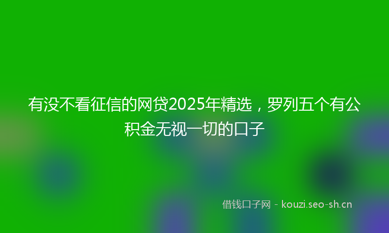 有没不看征信的网贷2025年精选，罗列五个有公积金无视一切的口子