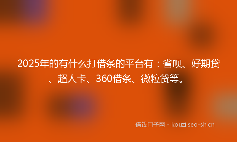 2025年的有什么打借条的平台有：省呗、好期贷、超人卡、360借条、微粒贷等。