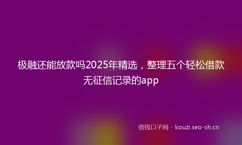 极融还能放款吗2025年精选，整理五个轻松借款无征信记录的app