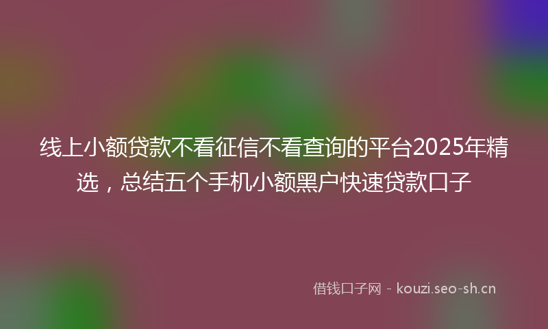 线上小额贷款不看征信不看查询的平台2025年精选，总结五个手机小额黑户快速贷款口子