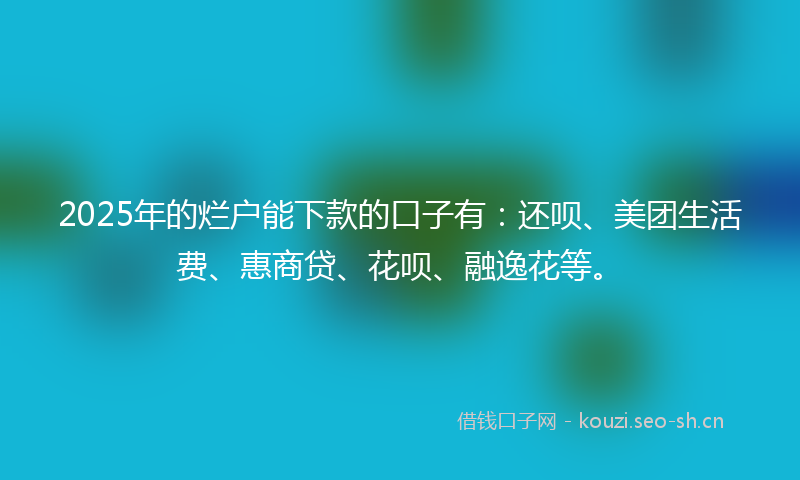 2025年的烂户能下款的口子有：还呗、美团生活费、惠商贷、花呗、融逸花等。