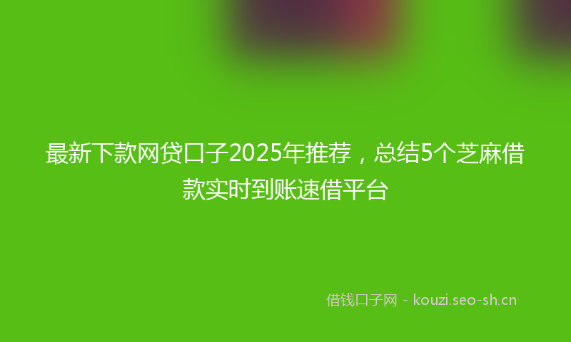 最新下款网贷口子2025年推荐,总结5个芝麻借款实时到账速借平台