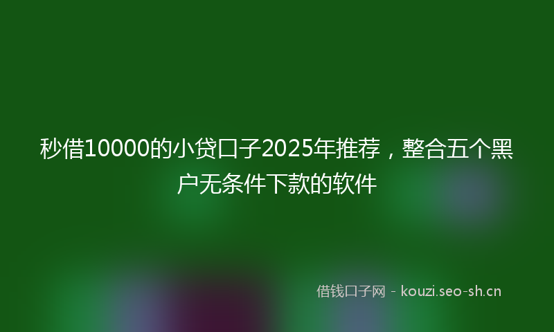 秒借10000的小贷口子2025年推荐，整合五个黑户无条件下款的软件