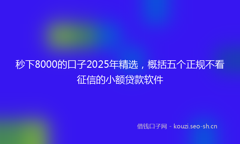 秒下8000的口子2025年精选，概括五个正规不看征信的小额贷款软件