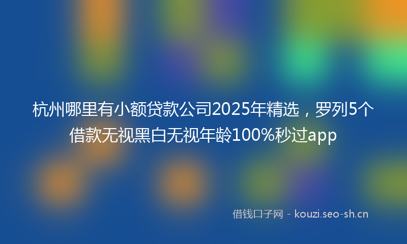 杭州哪里有小额贷款公司2025年精选，罗列5个借款无视黑白无视年龄100%秒过app