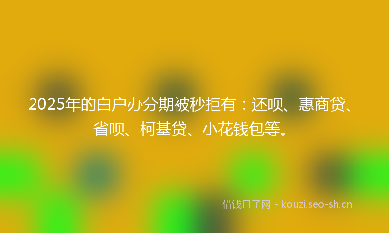 2025年的白户办分期被秒拒有：还呗、惠商贷、省呗、柯基贷、小花钱包等。