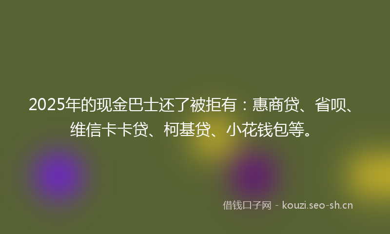 2025年的现金巴士还了被拒有：惠商贷、省呗、维信卡卡贷、柯基贷、小花钱包等。