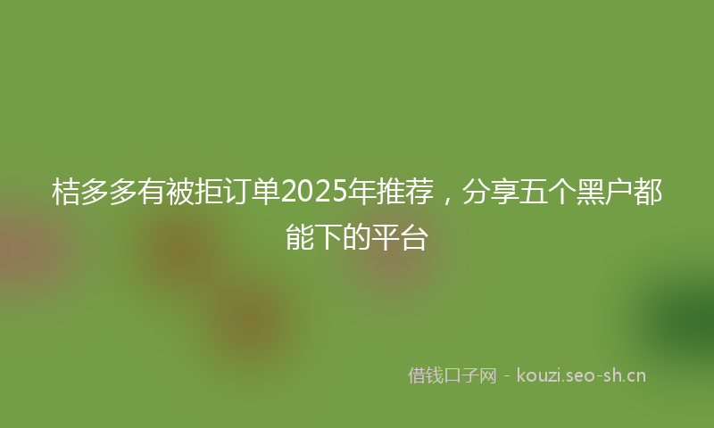 桔多多有被拒订单2025年推荐，分享五个黑户都能下的平台