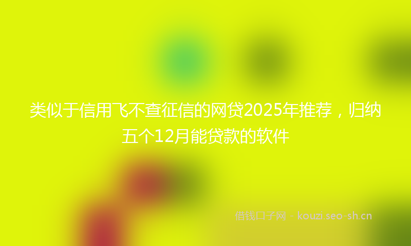 类似于信用飞不查征信的网贷2025年推荐，归纳五个12月能贷款的软件