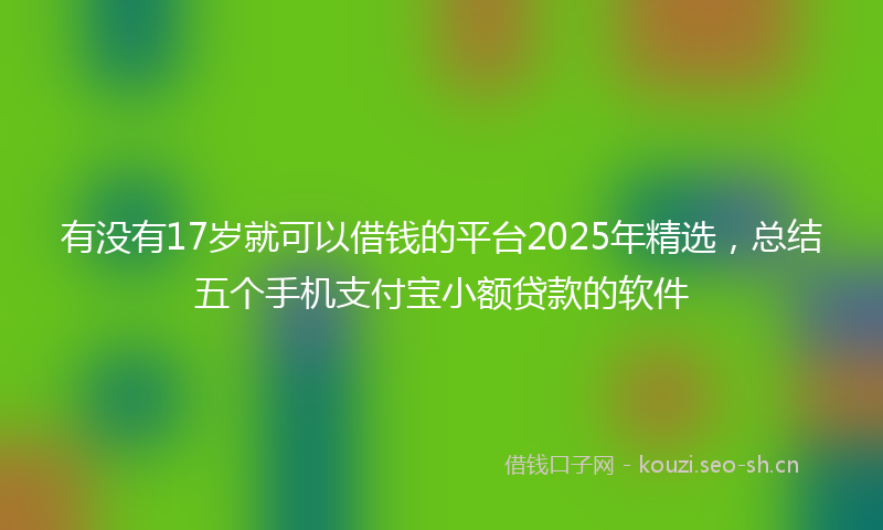 有没有17岁就可以借钱的平台2025年精选,总结五个手机支付宝小额贷款的软件