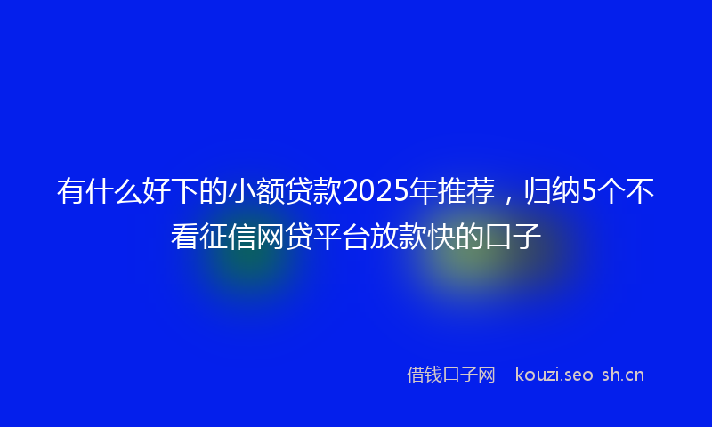 有什么好下的小额贷款2025年推荐，归纳5个不看征信网贷平台放款快的口子