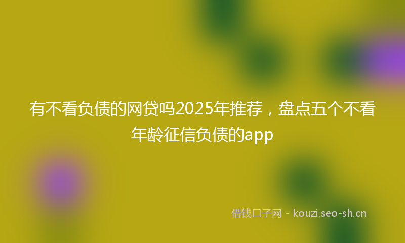 有不看负债的网贷吗2025年推荐，盘点五个不看年龄征信负债的app