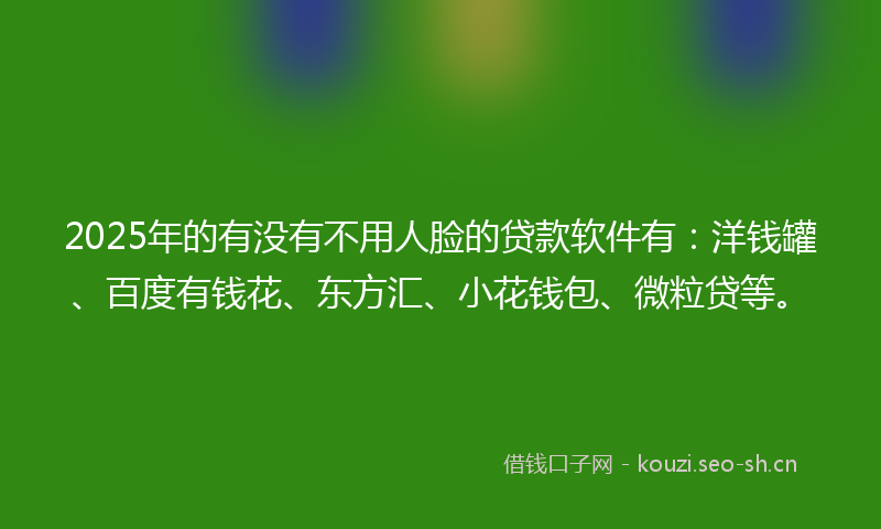 2025年的有没有不用人脸的贷款软件有：洋钱罐、百度有钱花、东方汇、小花钱包、微粒贷等。