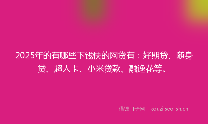 2025年的有哪些下钱快的网贷有：好期贷、随身贷、超人卡、小米贷款、融逸花等。