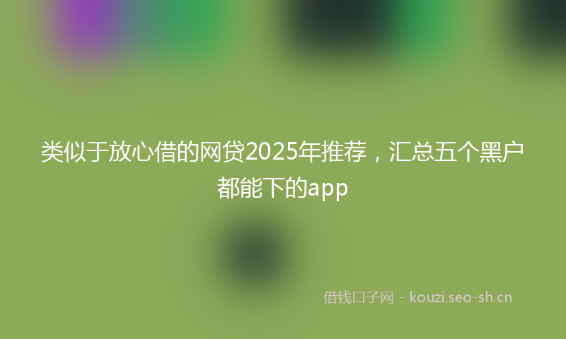 类似于放心借的网贷2025年推荐，汇总五个黑户都能下的app
