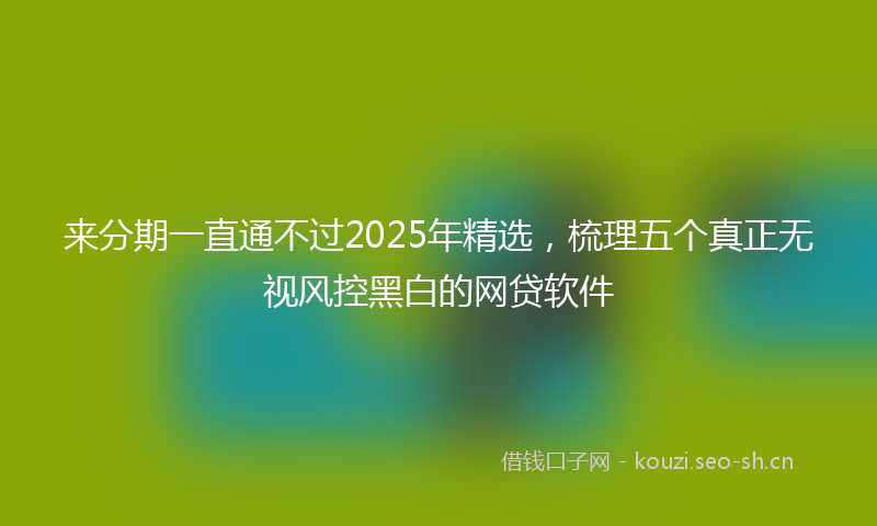 来分期一直通不过2025年精选，梳理五个真正无视风控黑白的网贷软件