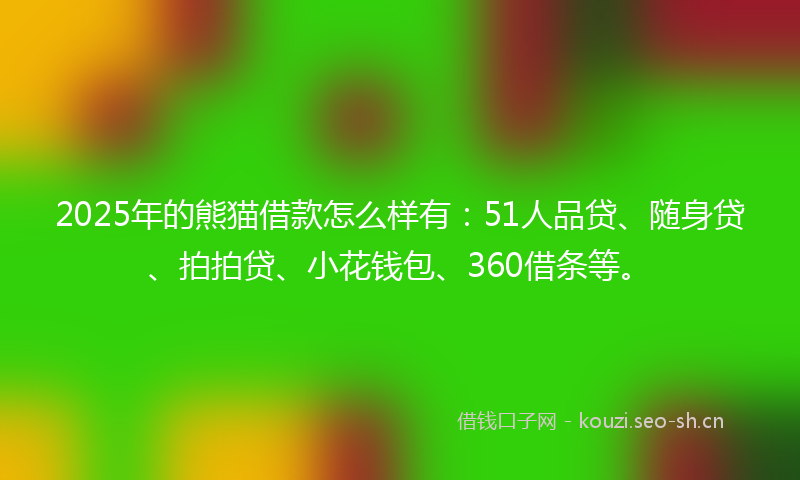 2025年的熊猫借款怎么样有：51人品贷、随身贷、拍拍贷、小花钱包、360借条等。