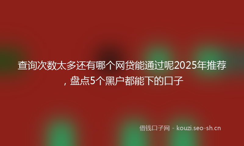 查询次数太多还有哪个网贷能通过呢2025年推荐，盘点5个黑户都能下的口子