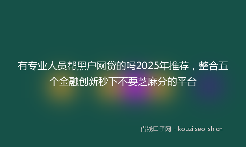 有专业人员帮黑户网贷的吗2025年推荐，整合五个金融创新秒下不要芝麻分的平台