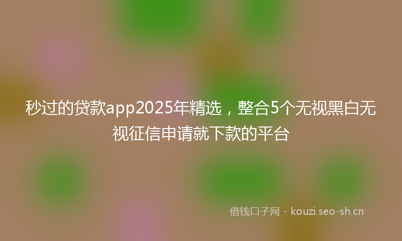 秒过的贷款app2025年精选，整合5个无视黑白无视征信申请就下款的平台