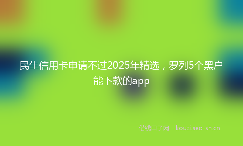 民生信用卡申请不过2025年精选，罗列5个黑户能下款的app