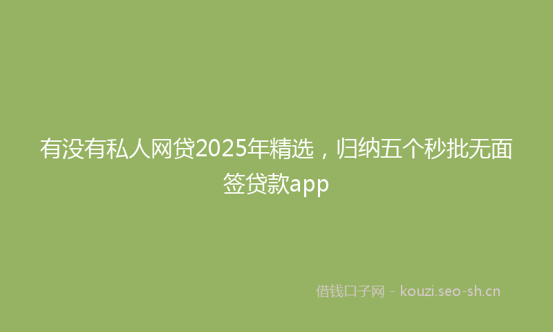 有没有私人网贷2025年精选，归纳五个秒批无面签贷款app