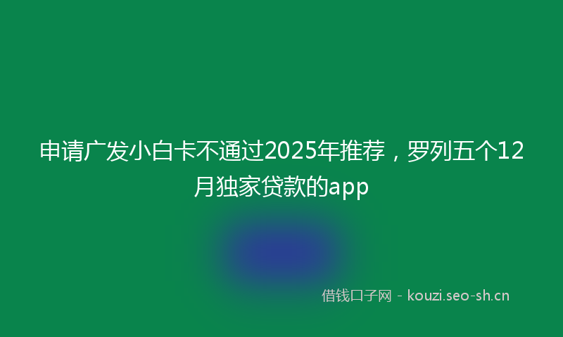 申请广发小白卡不通过2025年推荐，罗列五个12月独家贷款的app