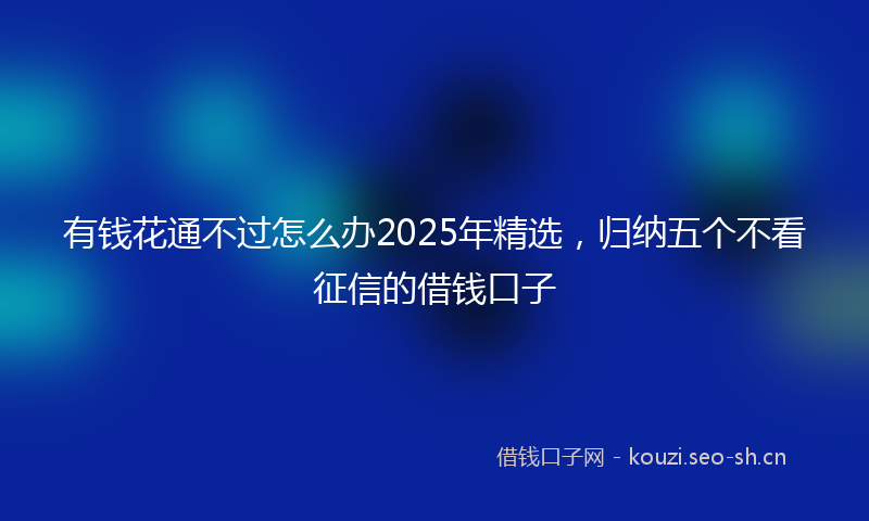 有钱花通不过怎么办2025年精选，归纳五个不看征信的借钱口子
