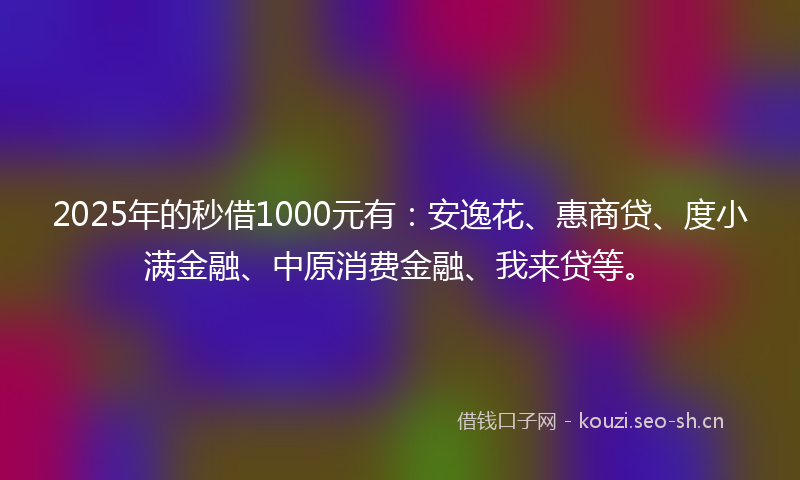2025年的秒借1000元有：安逸花、惠商贷、度小满金融、中原消费金融、我来贷等。