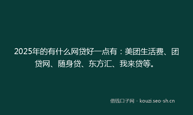 2025年的有什么网贷好一点有：美团生活费、团贷网、随身贷、东方汇、我来贷等。