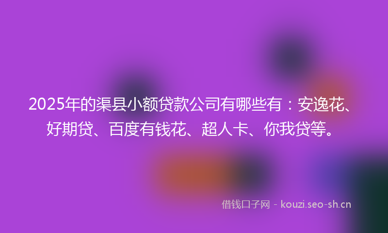 2025年的渠县小额贷款公司有哪些有:安逸花、好期贷、百度有钱花、超人卡、你我贷等。