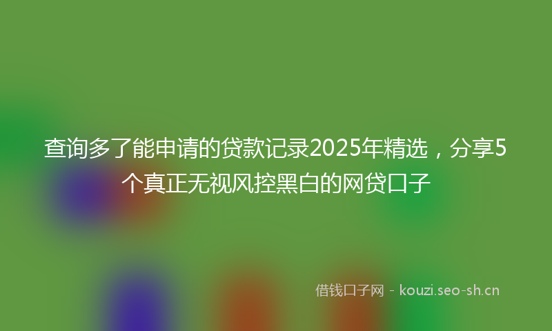 查询多了能申请的贷款记录2025年精选，分享5个真正无视风控黑白的网贷口子