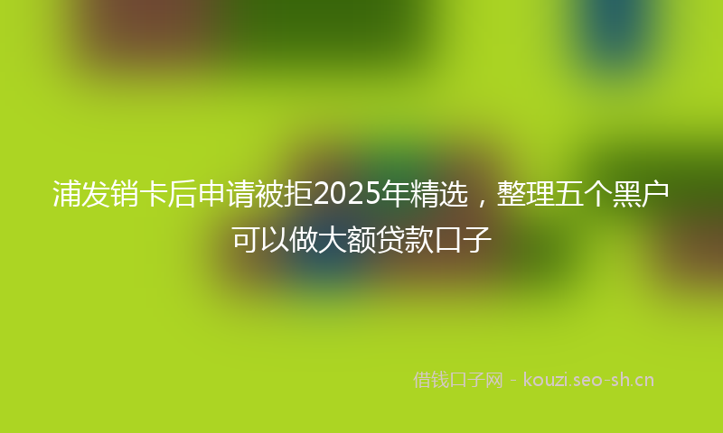 浦发销卡后申请被拒2025年精选，整理五个黑户可以做大额贷款口子