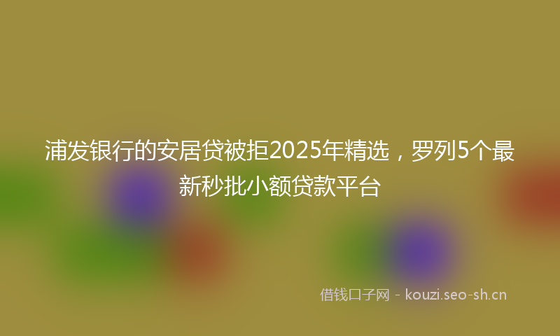 浦发银行的安居贷被拒2025年精选，罗列5个最新秒批小额贷款平台