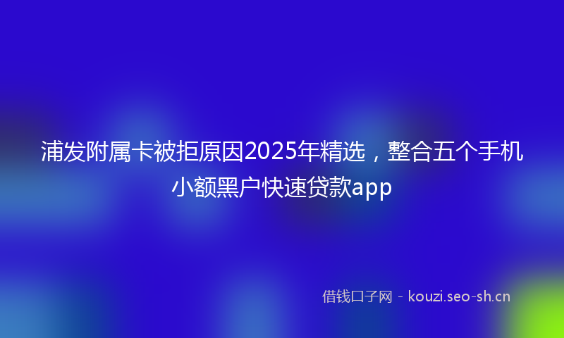 浦发附属卡被拒原因2025年精选，整合五个手机小额黑户快速贷款app