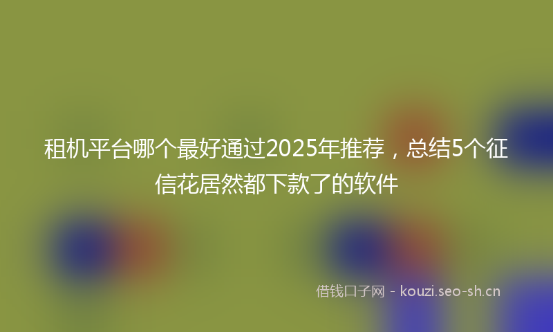 租机平台哪个最好通过2025年推荐，总结5个征信花居然都下款了的软件