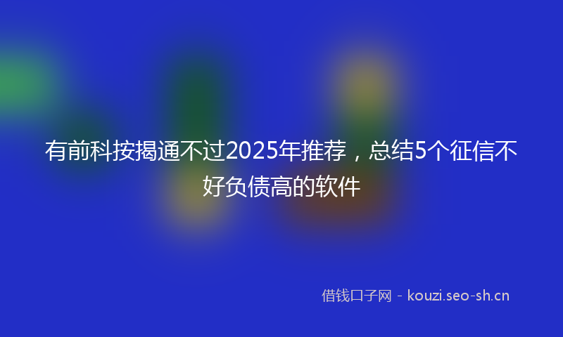 有前科按揭通不过2025年推荐，总结5个征信不好负债高的软件
