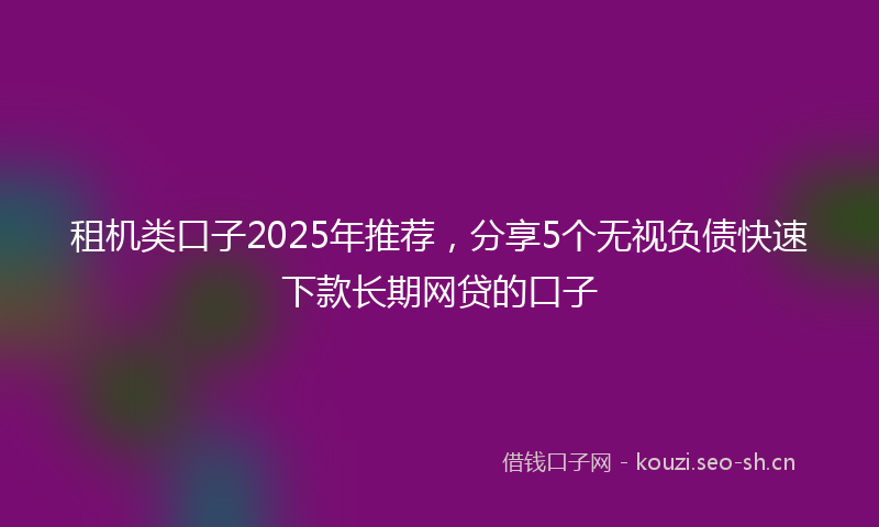 租机类口子2025年推荐，分享5个无视负债快速下款长期网贷的口子