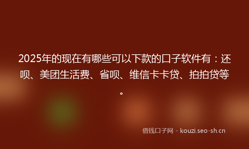 2025年的现在有哪些可以下款的口子软件有：还呗、美团生活费、省呗、维信卡卡贷、拍拍贷等。