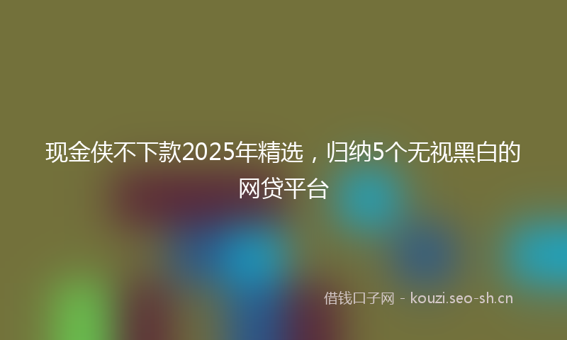 现金侠不下款2025年精选，归纳5个无视黑白的网贷平台