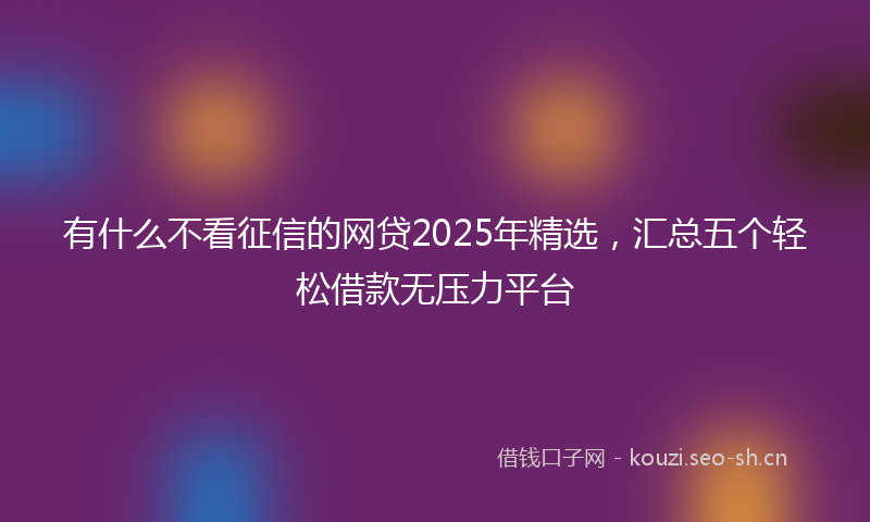 有什么不看征信的网贷2025年精选，汇总五个轻松借款无压力平台