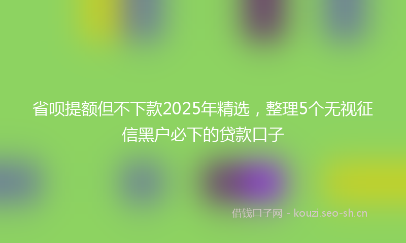 省呗提额但不下款2025年精选，整理5个无视征信黑户必下的贷款口子