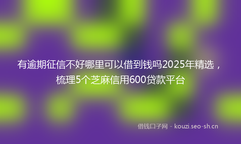 有逾期征信不好哪里可以借到钱吗2025年精选，梳理5个芝麻信用600贷款平台